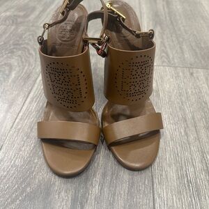 Tory Burch Gabriela Heels - Color Brown - Size 7.5 - Perforated Logo
